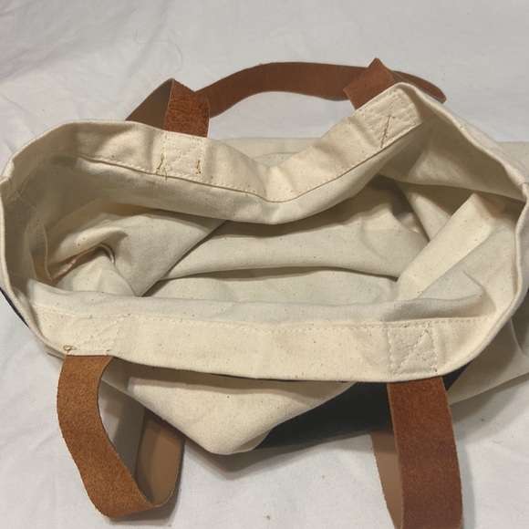 16 by 15 Peace & Love Canvas Tote bag, Black/White striped Canvas bag - Picture 9 of 10